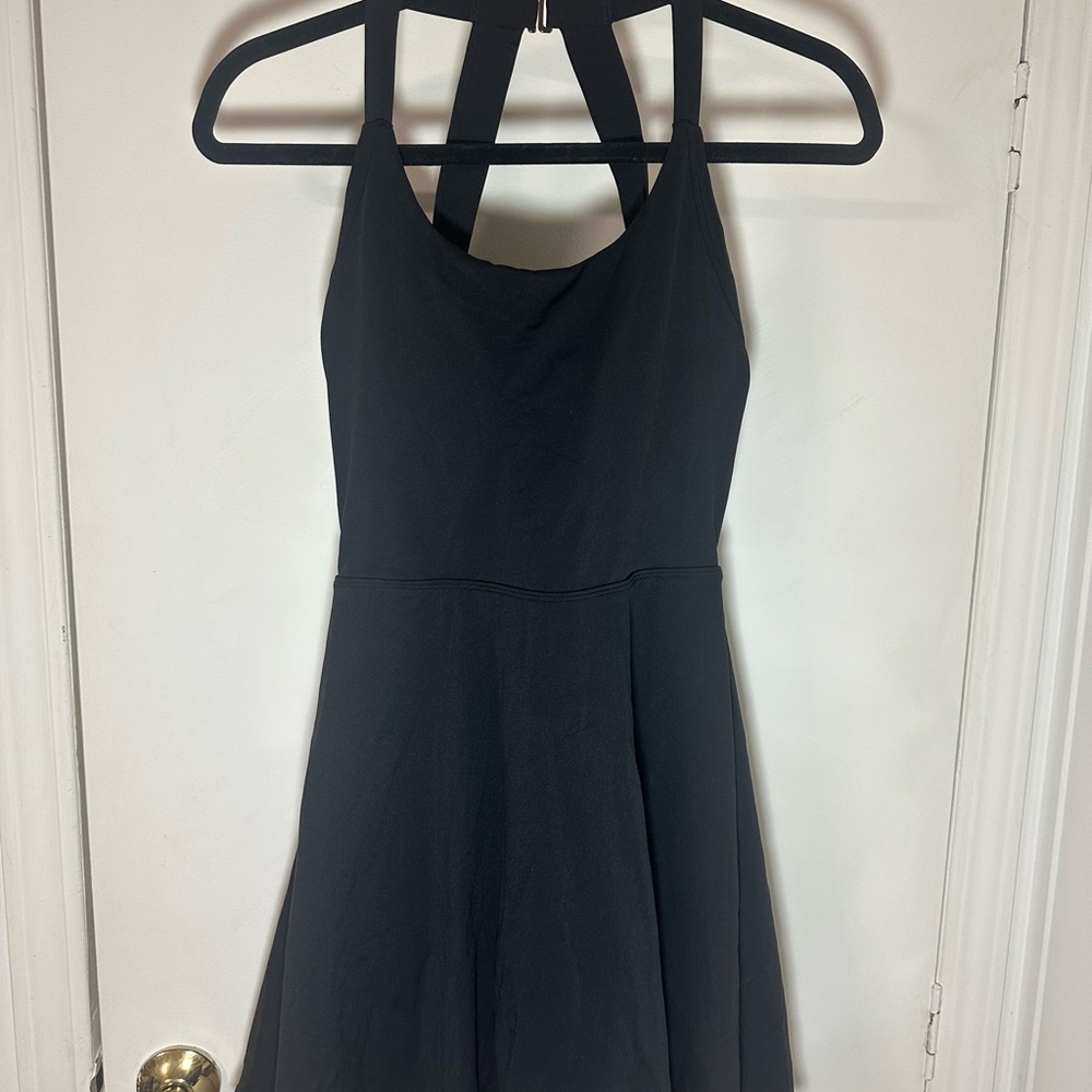 BNWT Halara Black Halter Dress With Pocket Shorts